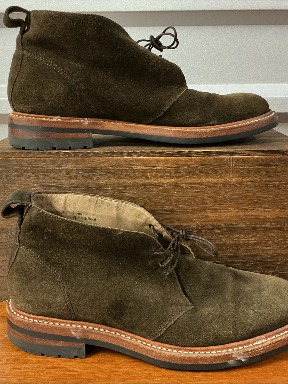 Taylor Stitch Men The Chukka Forest Green Brown Suede Chukka Boot Size 10